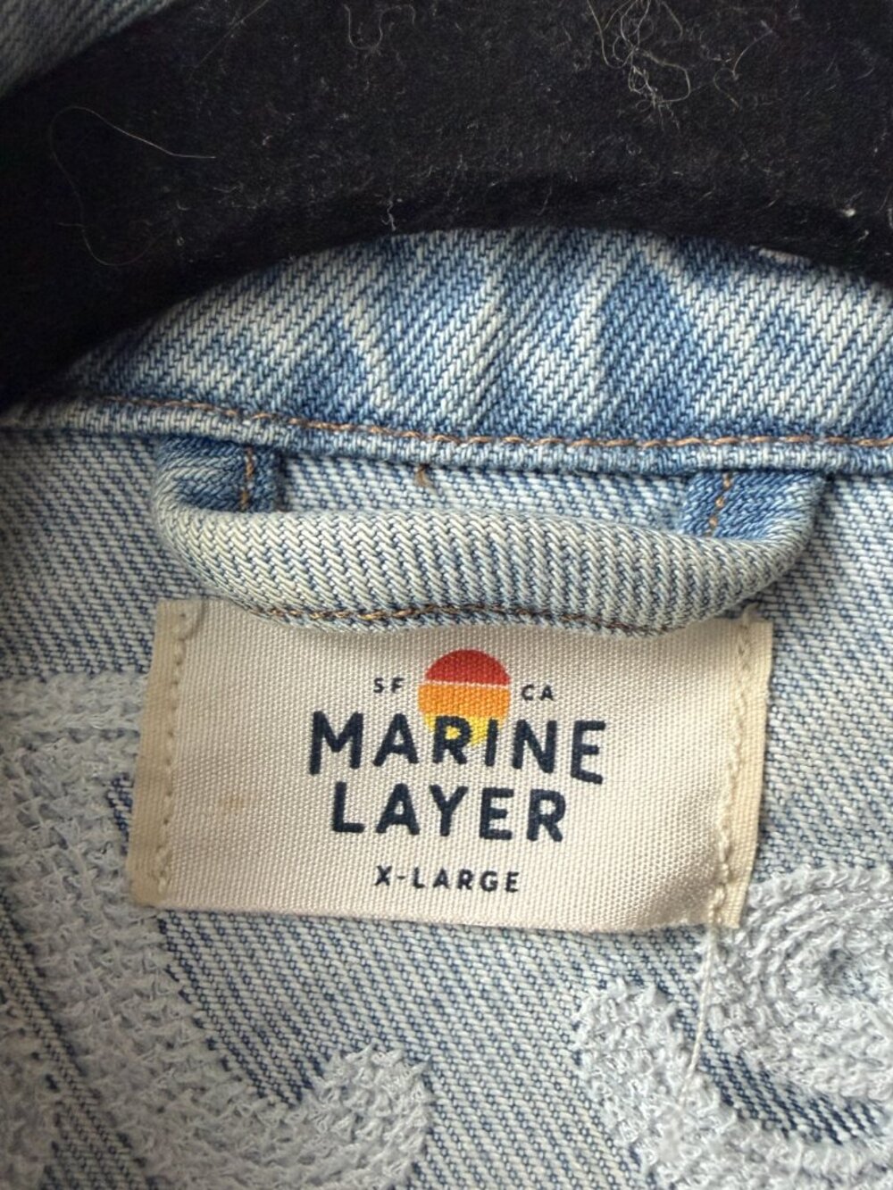 Marine Layer Blue Jean Baby Embroidered Denim Jacket Size XL - Picture 5 of 7